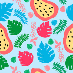 abstract branches and fruits seamless vector pattern
