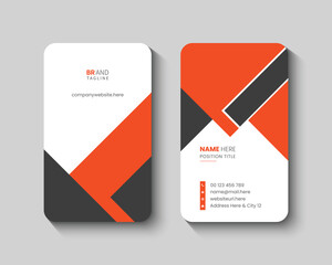 Fototapeta na wymiar Orange and black vertical rounded business card design template