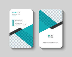 Creative and corporate vertical rounded business card design template