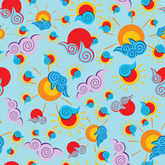 Fototapeta na wymiar Fun summer illustration seamless pattern