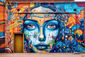 Colorful and creative urban mural. Generative AI, Generative AI