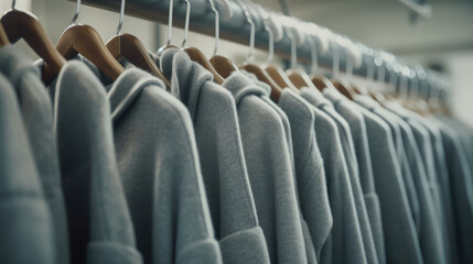 Obraz premium Gray clothing on the hangers. Generative AI