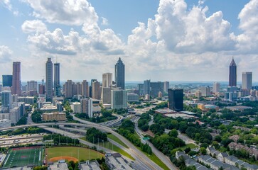 Naklejka na ściany i meble Aerial view of the downtown Atlanta, Georgia skyline