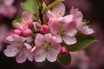 A close-up photograph of the pink and white flowers of a crabapple tree.