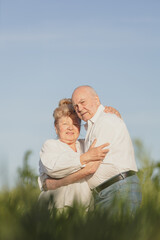 Fototapeta premium an elderly couple in naturel portrait, a senior woman and a man