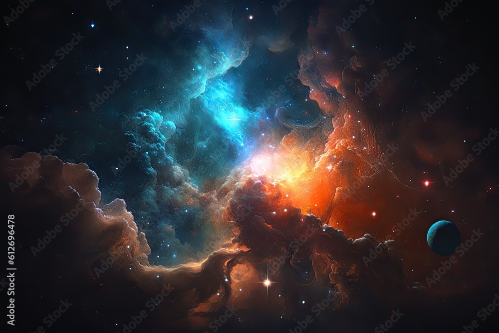 Poster space background deep space full stars shiny beautiful. generative ai aig15.