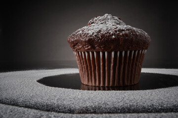 Chocolate cupcake & powdered sugar