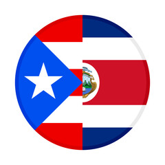 round icon of puerto rico and costa rica flags. vector illustration isolated on white background