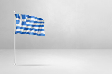 Fototapeta premium Greek flag isolated on white concrete wall background