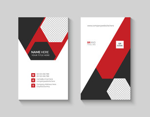 Red vertical rounded business card design template