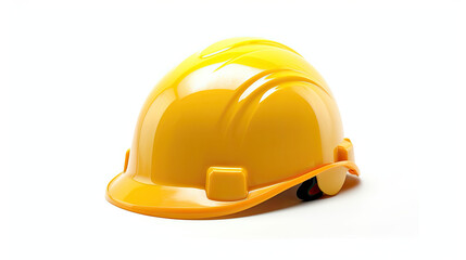 Fototapeta premium Yellow safety helmet isolated on white background. Generative AI