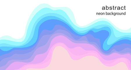 Abstract neon background. Vector template in a paper cut style. Abstract layered gradient