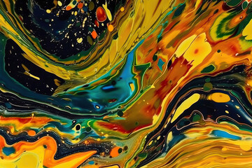 Bright and colorful acrylic painting, style painting, flowing ink-play painting