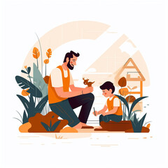 Father's Day flat illustration