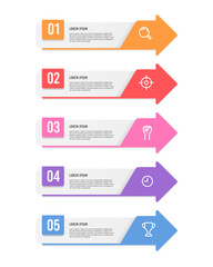 Infographic 5 labels arrows. Vector illustration.