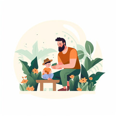 Father's Day flat illustration