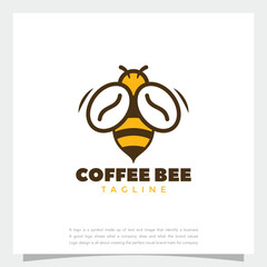 vector coffee bee logo template design.