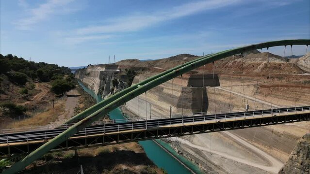 Bridge over the Corinth Canal on Peloponnese, Greece