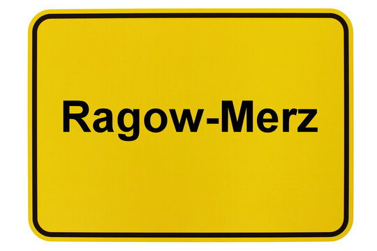 Illustration eines Ortsschildes der Gemeinde Ragow-Merz in Brandenburg