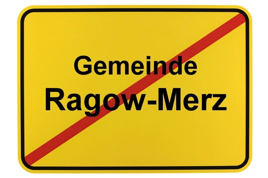 Illustration eines Ortsschildes der Gemeinde Ragow-Merz in Brandenburg