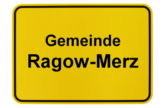 Illustration eines Ortsschildes der Gemeinde Ragow-Merz in Brandenburg