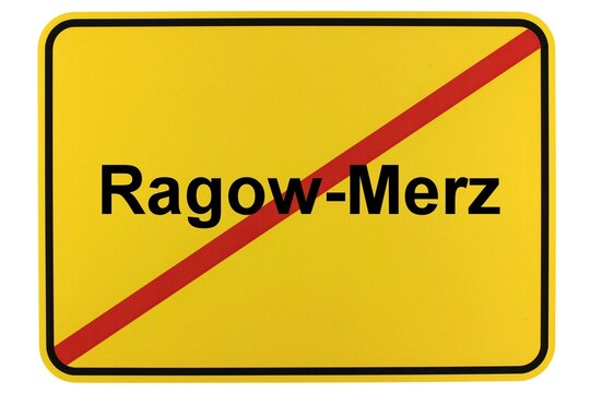 Illustration eines Ortsschildes der Gemeinde Ragow-Merz in Brandenburg
