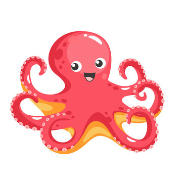 Cute red octopus