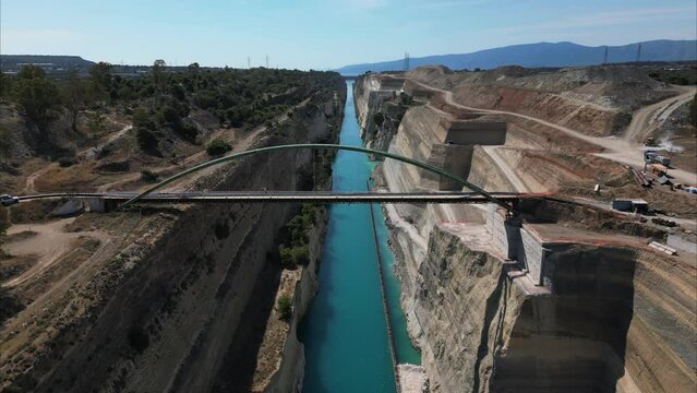 Bridge over the Corinth Canal on Peloponnese, Greece