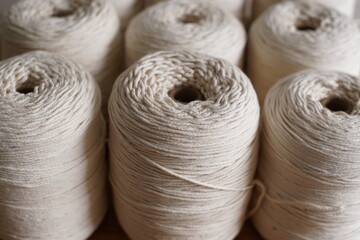 Close up of cotton candle wick rolls