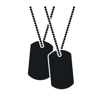 Military dog tag. Soldier information badge. Isolated vector pictogram.