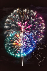 Beautiful fireworks, romantic scenes, fireworks blossoming in the darkness of the night