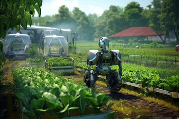 Asian farmers are using smart robots in agriculture, futuristic autonomous robots to perform chemical fertilizer spraying tasks or increase efficiency.