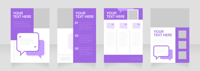 Business coaching blank brochure layout design. Info in speech bubble. Vertical poster template set with empty copy space for text. Premade corporate reports collection. Editable flyer paper pages