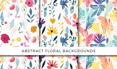 Vector illustration of abstract floral backgrounds pattern set