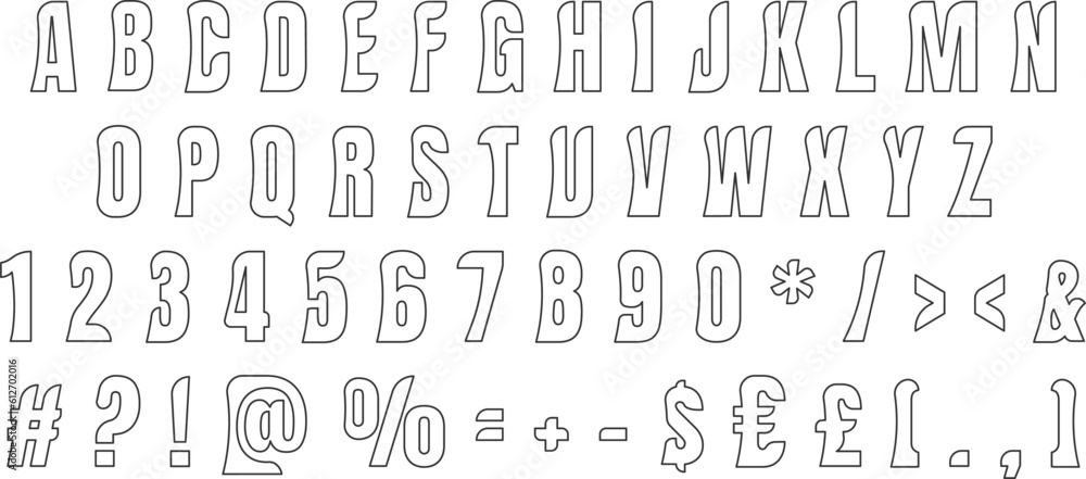 Fototapete black linear bold alphabet set. vector decorative typography. decorative typeset style. latin script