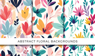 Vector illustration of abstract floral backgrounds pattern set