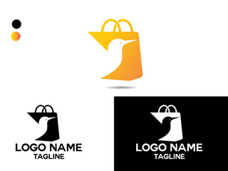 Bird shop logo design. Bag logo with bird. Animale. Business shop. Online. Bird vector art. Creative. Premium