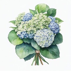 Bouquet of hydrangea flowers on a white background AI Generative