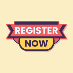 register now speech bubble label