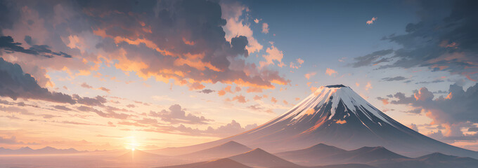 薄明りの富士山　 - obrazy, fototapety, plakaty