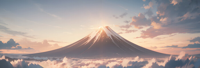 薄明りの富士山　 - obrazy, fototapety, plakaty