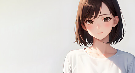 ミディアムショートヘアの女性のイラスト