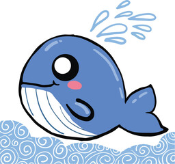 Fototapeta premium blue whale cartoon