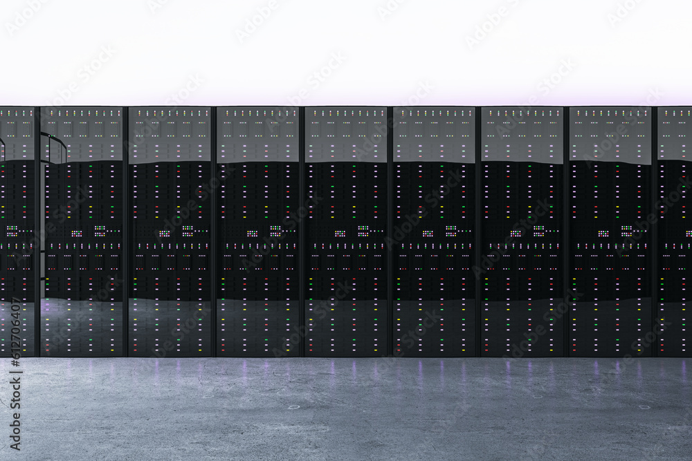 Poster Server room in a data center. 3D Rendering