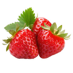 Delicious strawberry berries isolated on transparent background, png clip art, template for mark fruit flavor on label of product. Generated with AI.