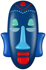 3D illustration render mask inspiration native blue color multicolored on a transparent background