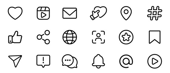 Illustration Vector Graphic of Social Media Line Icons Set