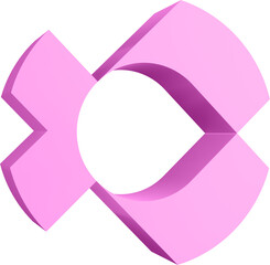 3d illustration render logo in the form of a circle of pink on a transparent background