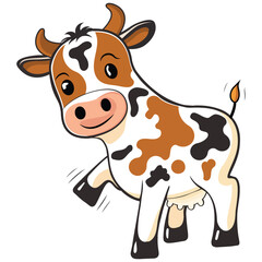 Cow flat cartoon style, mascot logo