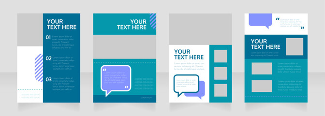 Online communication blank brochure layout design. Service info. Vertical poster template set with empty copy space for text. Premade corporate reports collection. Editable flyer paper pages